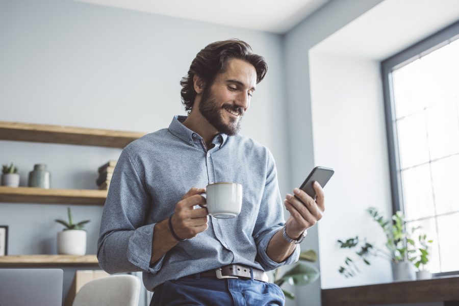 Businessman working from home office